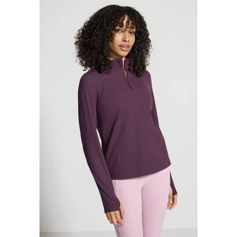Mondetta Active Ribbed GRS Nylon 1/2 Zip Top  Size M  NWT